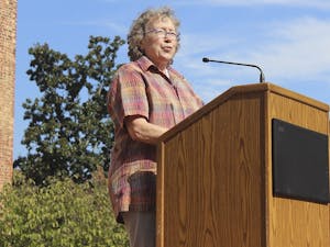 Professor Altha Cravey spoke on behalf of UNC's Progressive Faculty Network at Wednesday's rally, "Speaking Back to the Wainstein Report."