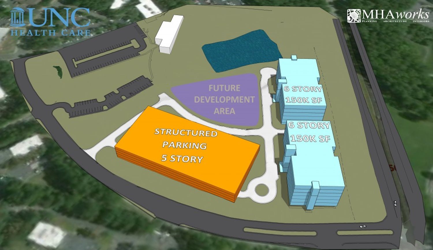 The concept plans indicate construction will occur in a phase system. The proposed first phase will be centered around building one of the two proposed six-story buildings. Photo Courtesy of the Tom Hughes.&nbsp;