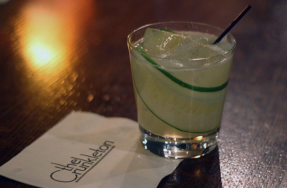 An Elderflower Sour drink sits on the Crunkleton bar on Wednesday night.