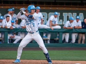 UNC freshman outfielder Vance Honeycutt steps up to bat in a game against Virginia Tech on Friday, April 1, 2022. UNC lost 12-1.