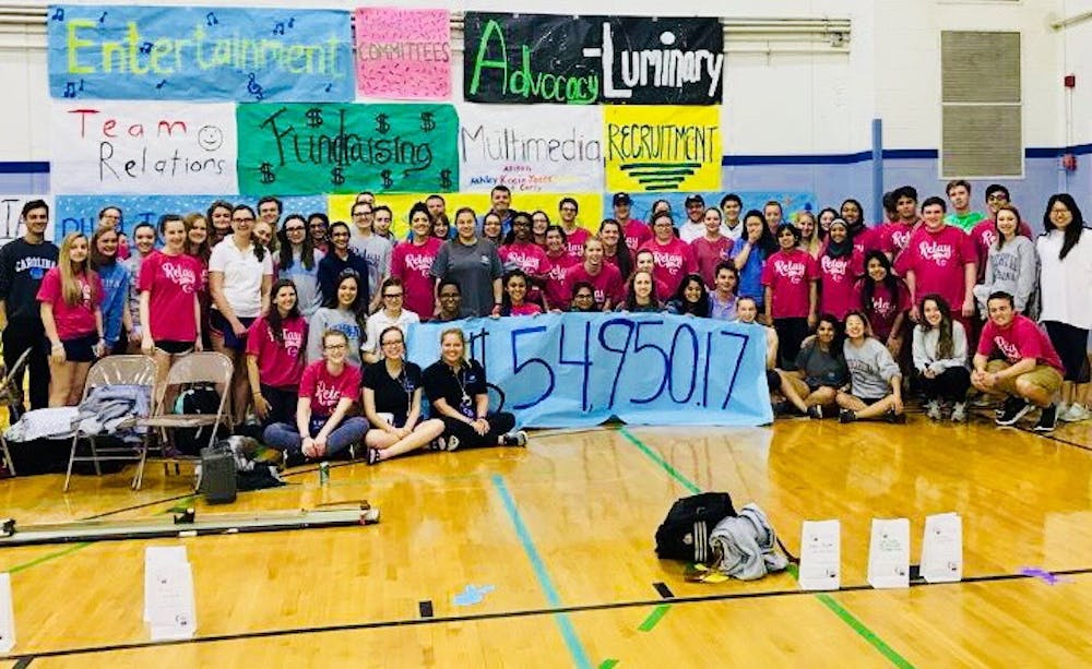Relay for Life reveals their yearly total of $54,950, all of which will go to the American Cancer Society. Photo by Anna Silver. 