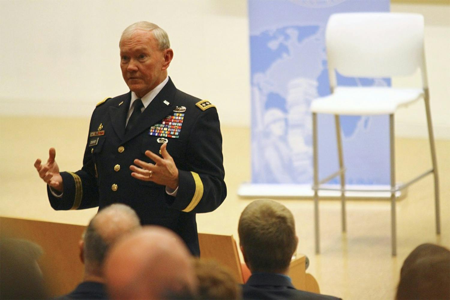 General Martin E. Depsey, the chairman of the U.S. Joint Chiefs of Staff, spoke in the Genome Sciences Building on Feb. 6 at 5:30pm.