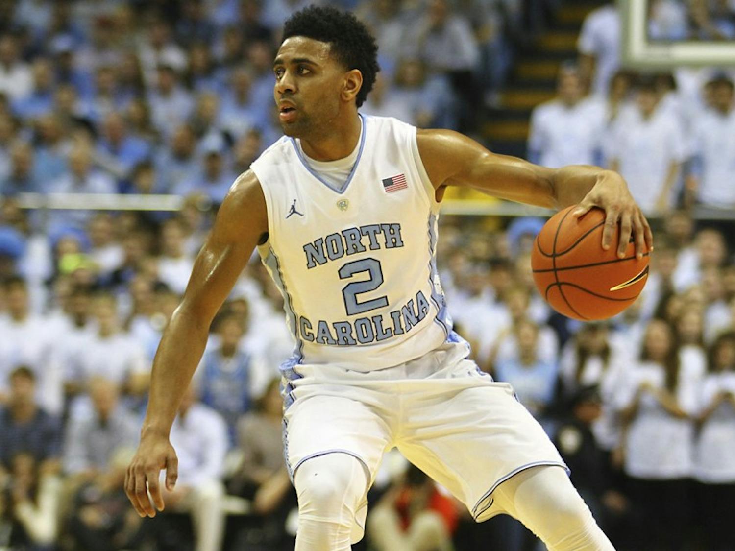 Joel Berry makes a push against Maryland towards the basket