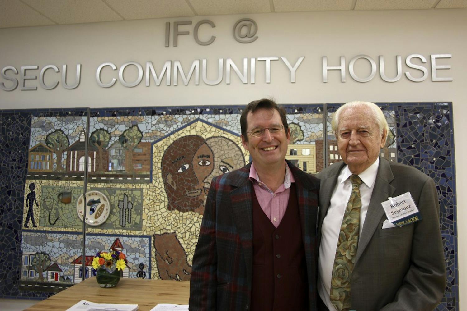 Inter-Faith Council opening house ceremony (Left, Michael Reinke, IFC Executive Director; Right, Robert Seymour, IFC Honorary Life Board Member)