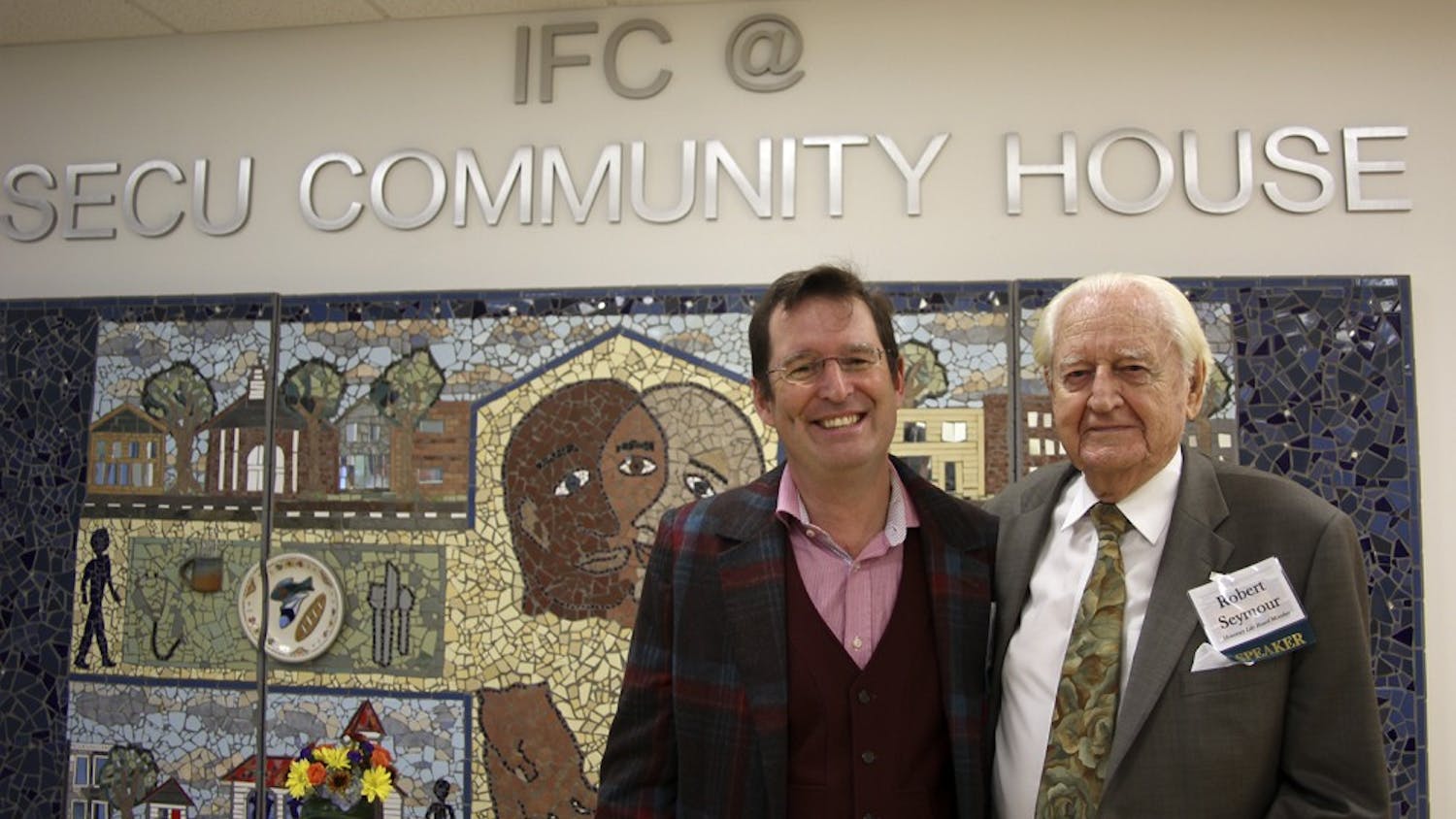 Inter-Faith Council opening house ceremony (Left, Michael Reinke, IFC Executive Director; Right, Robert Seymour, IFC Honorary Life Board Member)