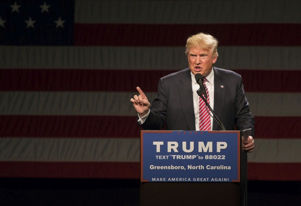 Republican presidential candidate Donald Trump spoke in the Greensboro Coliseum on Tuesday, June 14th.