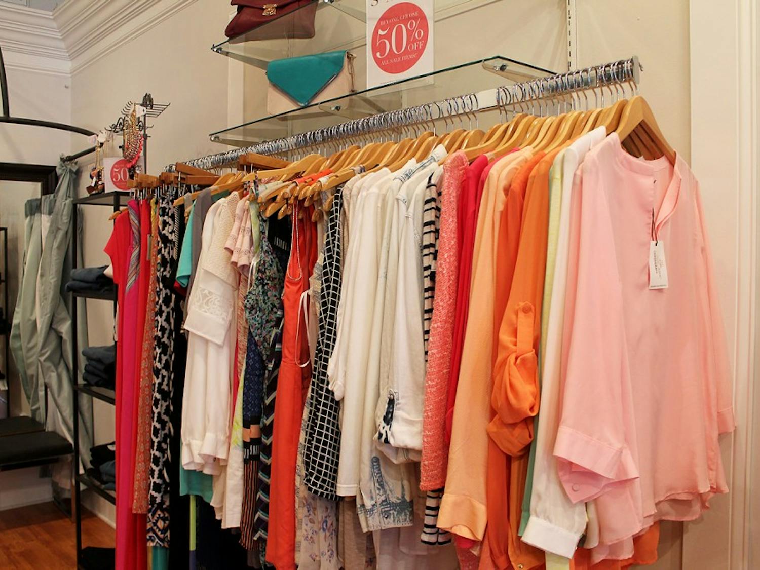 Photo of clothing from Bevello on Franklin Street.