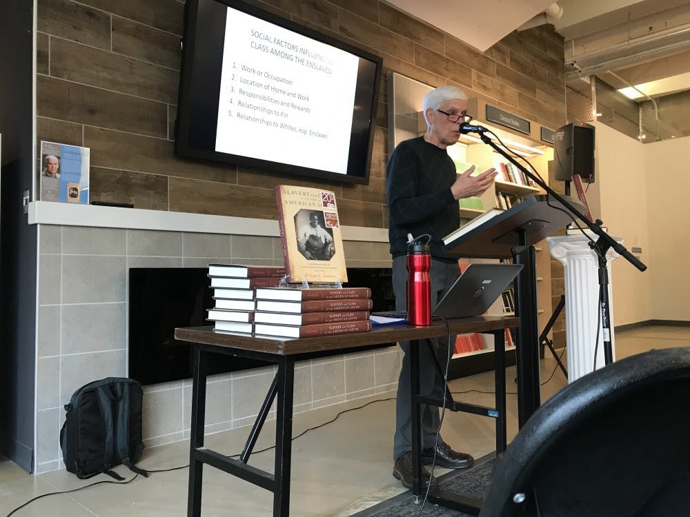 <p>William Andrews presents a lecture on Tuesday, April 2, 2019 to promote and discuss his newest publication.</p>