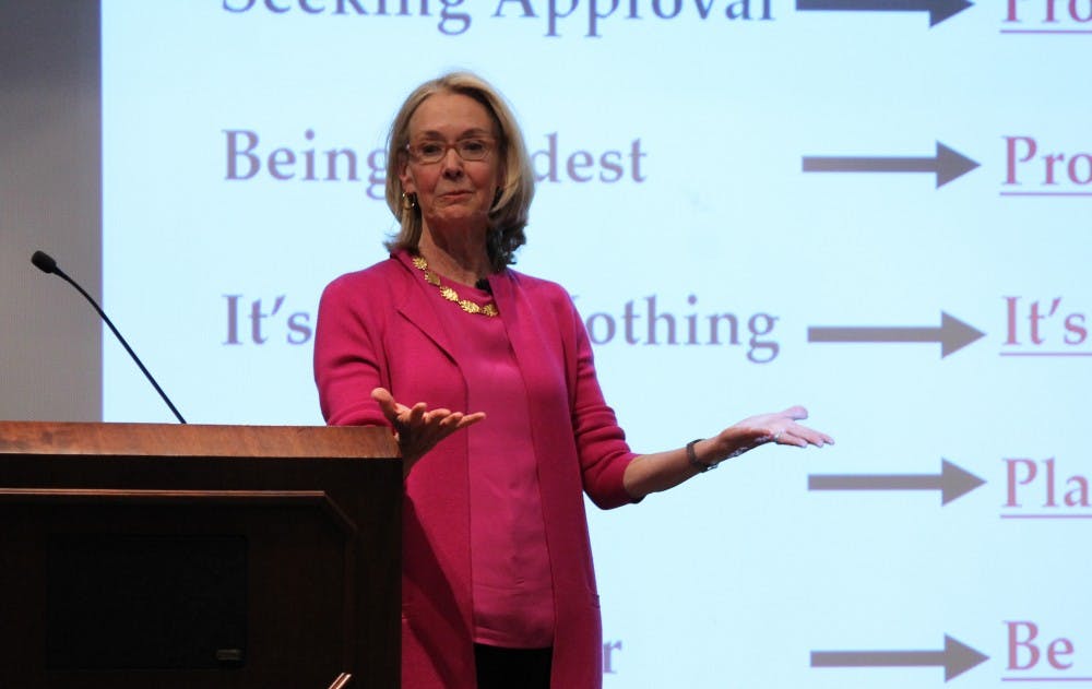 Kathryn Heath, a women's leadership and career coach, spoke at the Bobby Boyd Leadership Lecture on Tuesday evening.&nbsp;