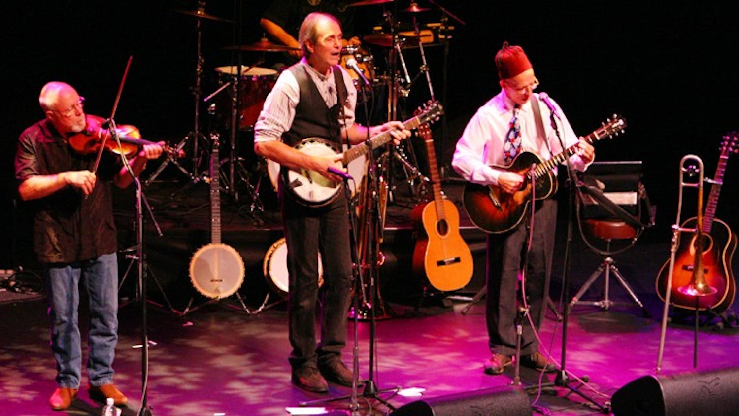 The Red Clay Ramblers perform in the Beasley-Curtis Auditorium at Memorial Hall on Wednesday night. The band changed from the opening act to the main event when it was announced that Earl Scruggs was too ill to play.