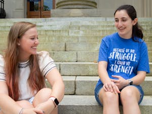 Sophomores Abigail Earley, left, and Maya Tadross, right, founded the UNC OCD support group after realizing that there wasn't a specific resource for OCD on campus. Their group meets each week, alternating between social meetings and info meetings, where they highlight different OCD treatment techniques and medicines. The key thing, Earley says, is that people know OCD is more than just being neat.&nbsp;