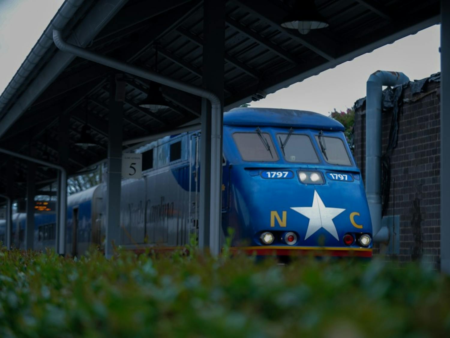 Train #77 is depicted awaits passenger boarding and unloading at the Durham Amtrak station on Sunday, Aug. 26, 2019.&nbsp;