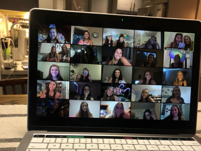 A virtual Recruitment event hosted by Phi Mu. Photo courtesy of Margaret Seets.
