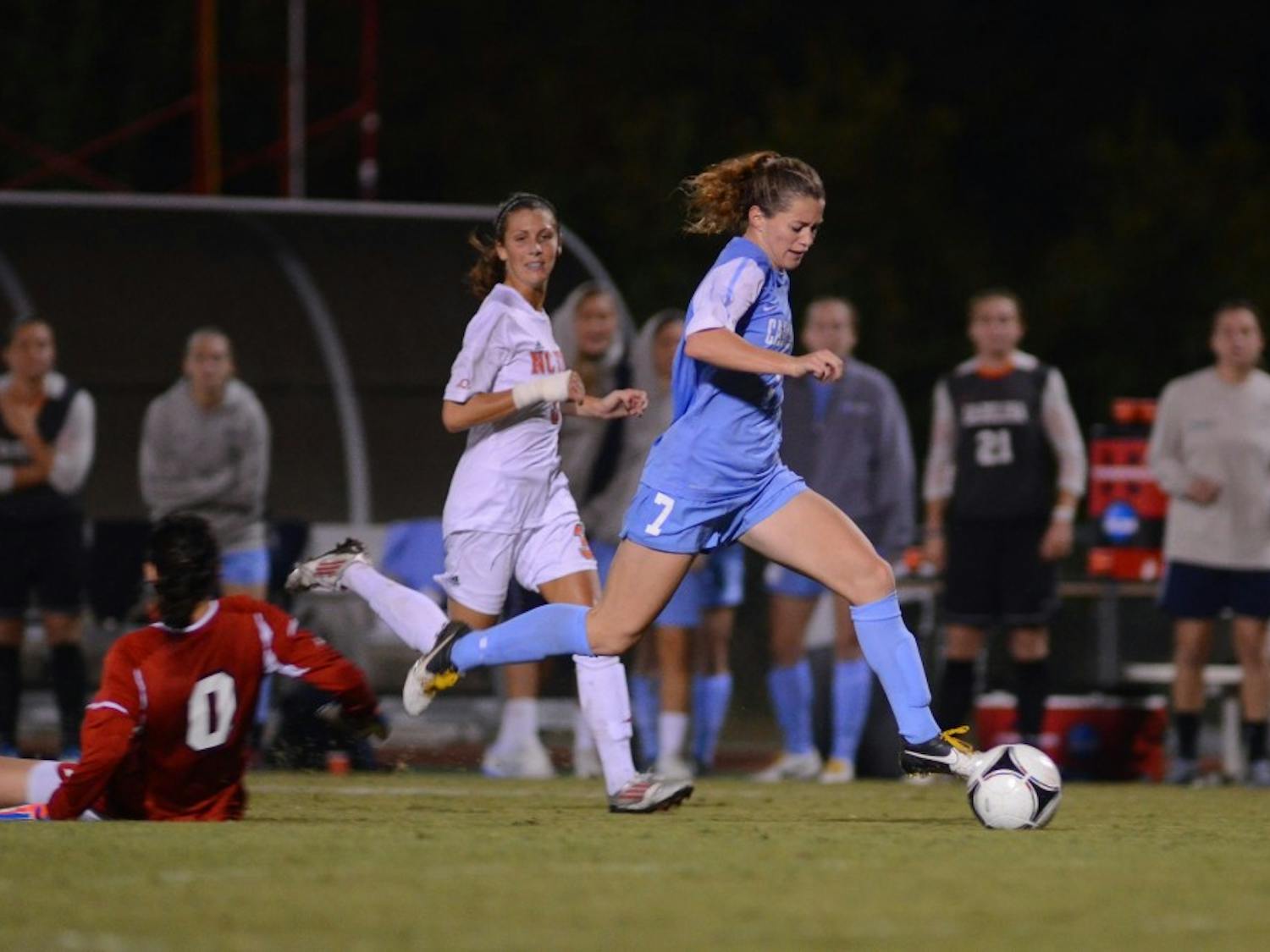 	UNC Women&#8217;s Soccer defeated NC State 4-1 after being down 1-0 at halftime on October 25th, 2012 at Dail Soccer Field in Raleigh, North Carolina. 