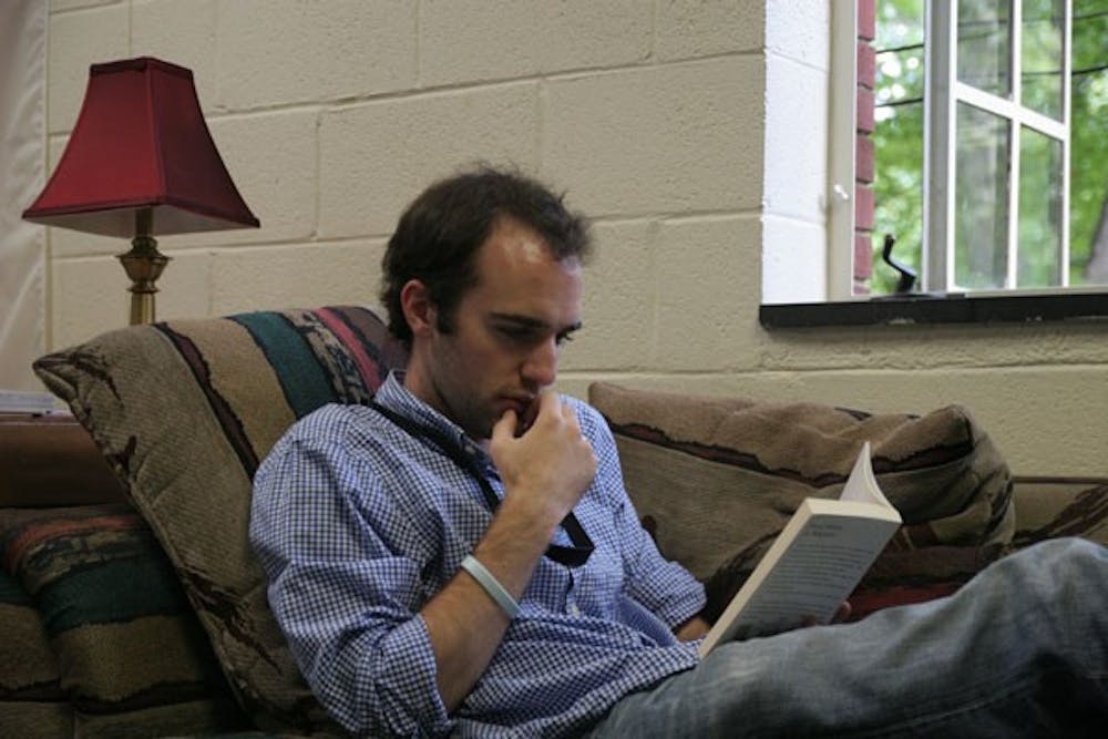Patrick Burrows studies in the Campus Center of the Episcopal Campus Ministry. DTH/Nicole Otto