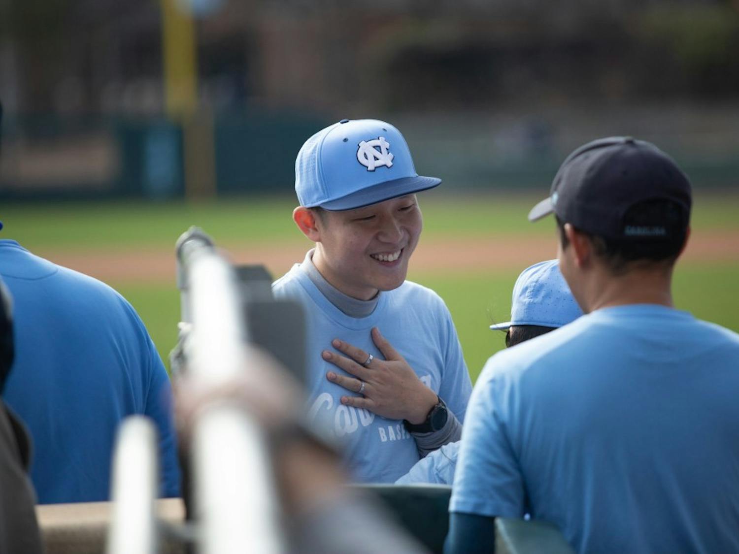 Chut Techalertavorkul traveled all the way from Thailand to throw out the first pitch at Boshamer Stadium. UNC won, 4-3, against UNCW on Feb. 26, 2019.