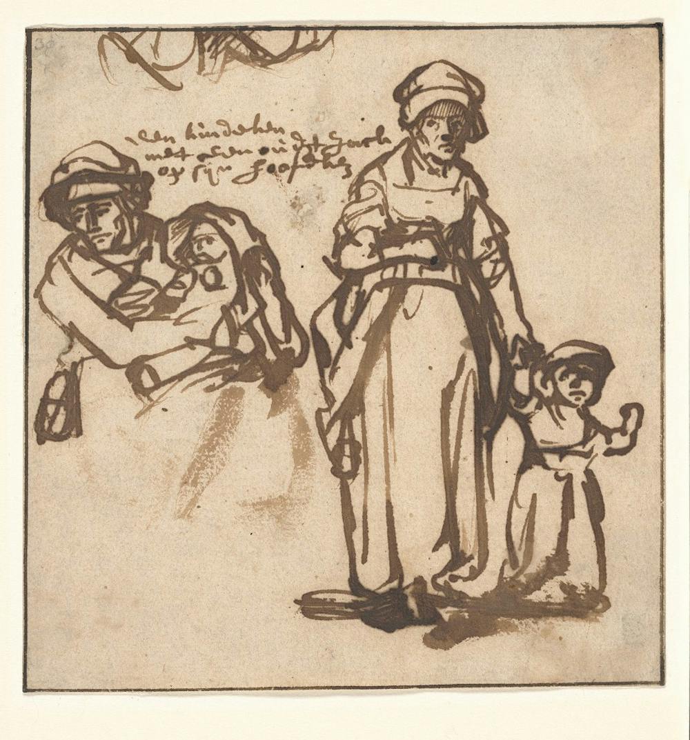 <p>Drawing made by Rembrandt that will on display in the Ackland. Photo courtesy of Ariel Fielding.</p>