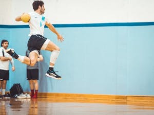 Aaron Hamm plays on UNC's club handball team. Like other club sports, the handball team's season was cut short by campus closures due to COVID-19. Photo courtesy of Alex Laws.&nbsp;