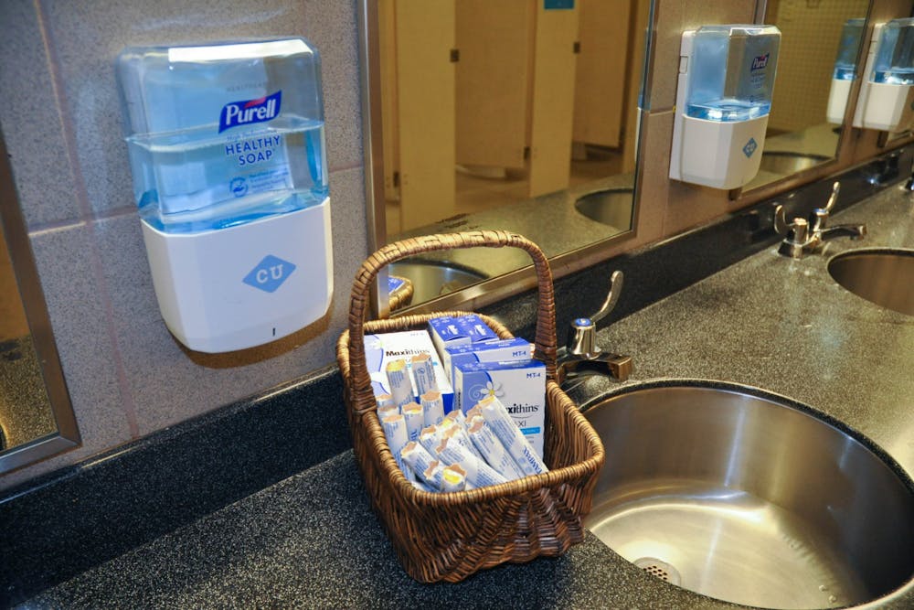 Menstrual products are free, inclusive, and visable in the bathrooms at the Carolina Union, but not everywhere on campus.