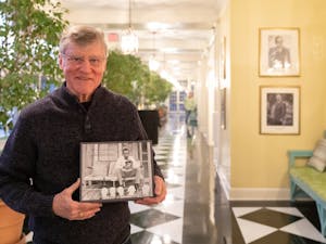 Bill Ferris, a UNC emeritus history and folklore professor, poses with his box set, "Voices of Mississipi," in the hallway of the Carolina Inn on Friday, Feb. 1, 2018 in Chapel Hill, North Carolina. Ferris is nominated for two Grammy Awards for "Voices of Mississippi," a box set consisting of a 120-page book, featured essays by various authors, two CDs of blues and gospel recordings, one CD of interviews and storytelling, and a DVD of documentary films. "Voices of Mississippi" has been nominated for Best Historical Album" and Best Liner Notes.