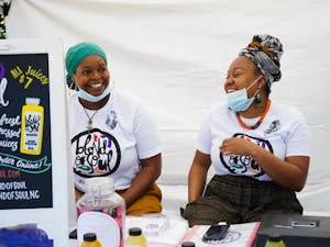 Margo Newkirk (left) and Kiera Gardner (right) run Blend of Soul at the Black Farmers' Market in Durham, NC. Photo courtesy of Samantha Everette.