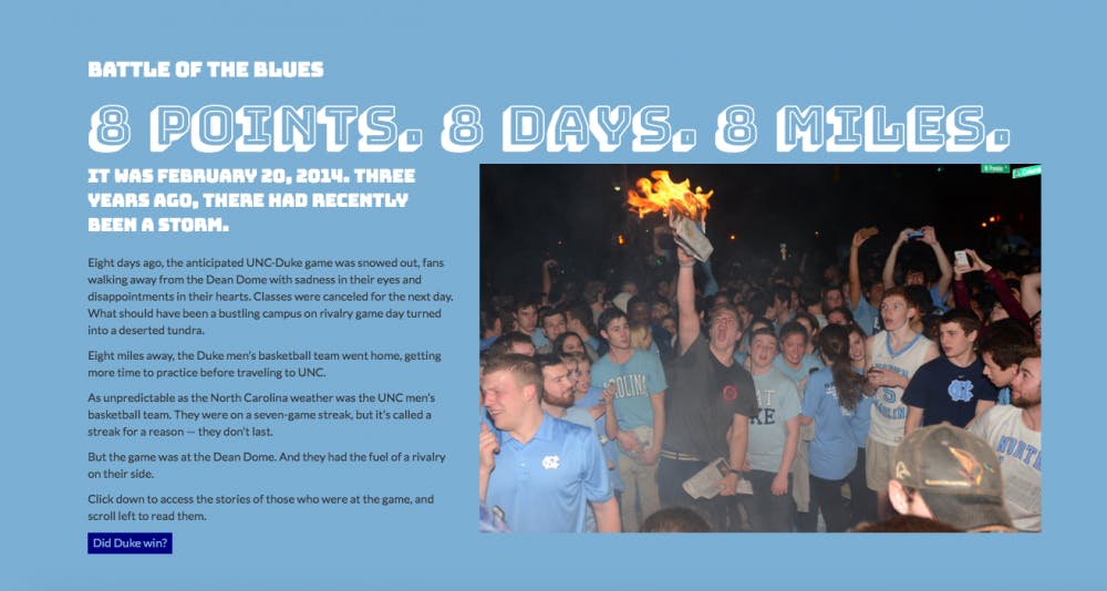 Eight miles eight points eight days: a look back on the three year anniversary of the 2014 UNC-Duke game
