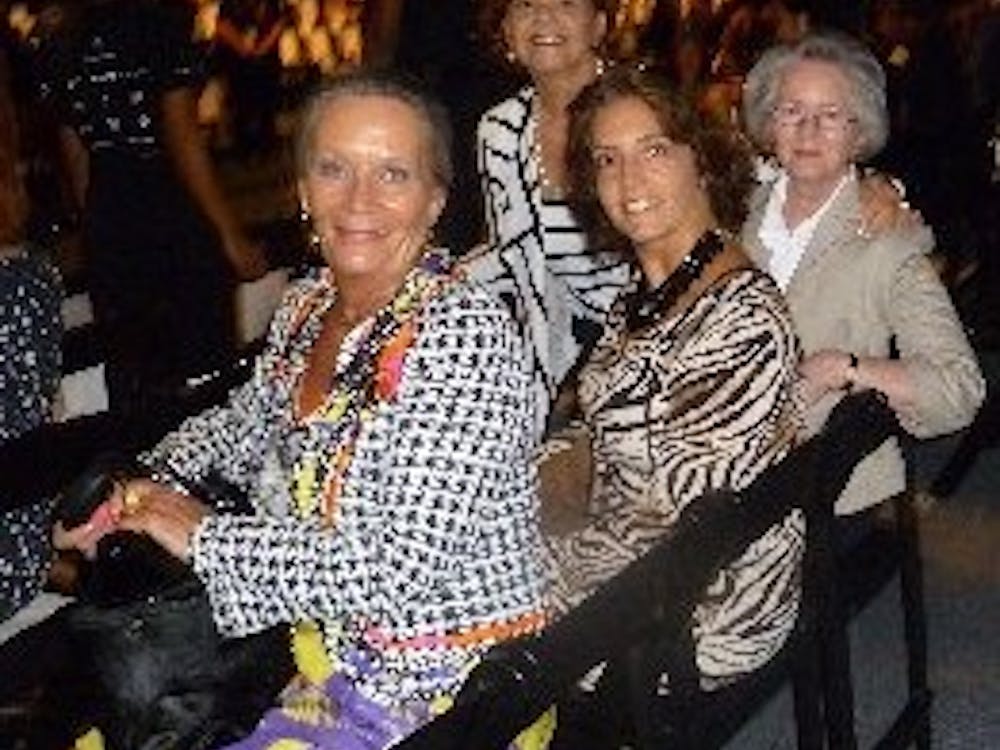 	Joan Gillings, Gina Tripodi, Donna Fiddleman and Patti Tripodi sitting at the Lela Rose Collection show.