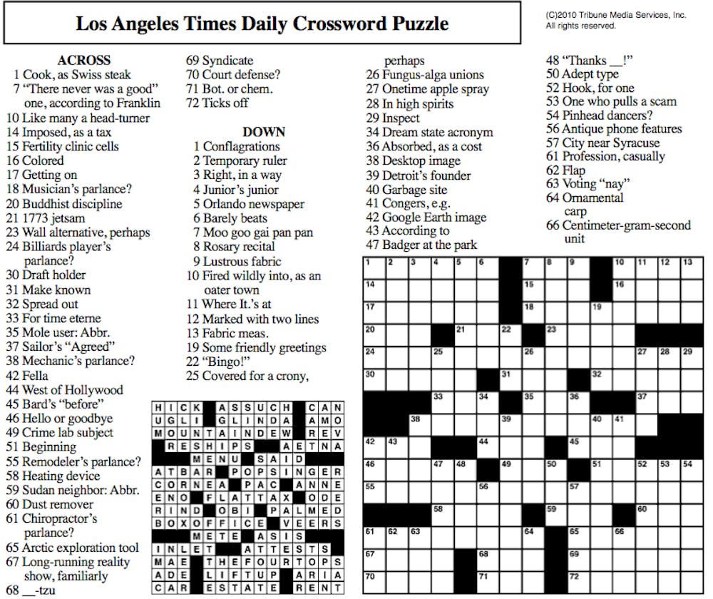 Crossword for July 22 2010 The Daily Tar Heel