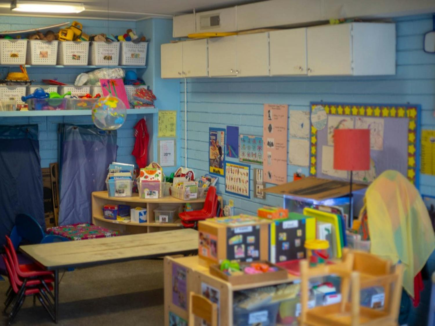 The 'Blue Room' is one of several classrooms at the Chapel Hill Cooperative Preschool where teaches and staff work to aid students in their development and prepare them for entry into the secondary school system. The Cooperative Preschool system also finalized plans to consolidate their two Chapel Hill sites into a single facility on Monday, April 1, 2019.