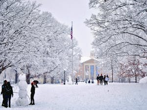 Carolina students enjoy the snow on campus on Jan. 17.
