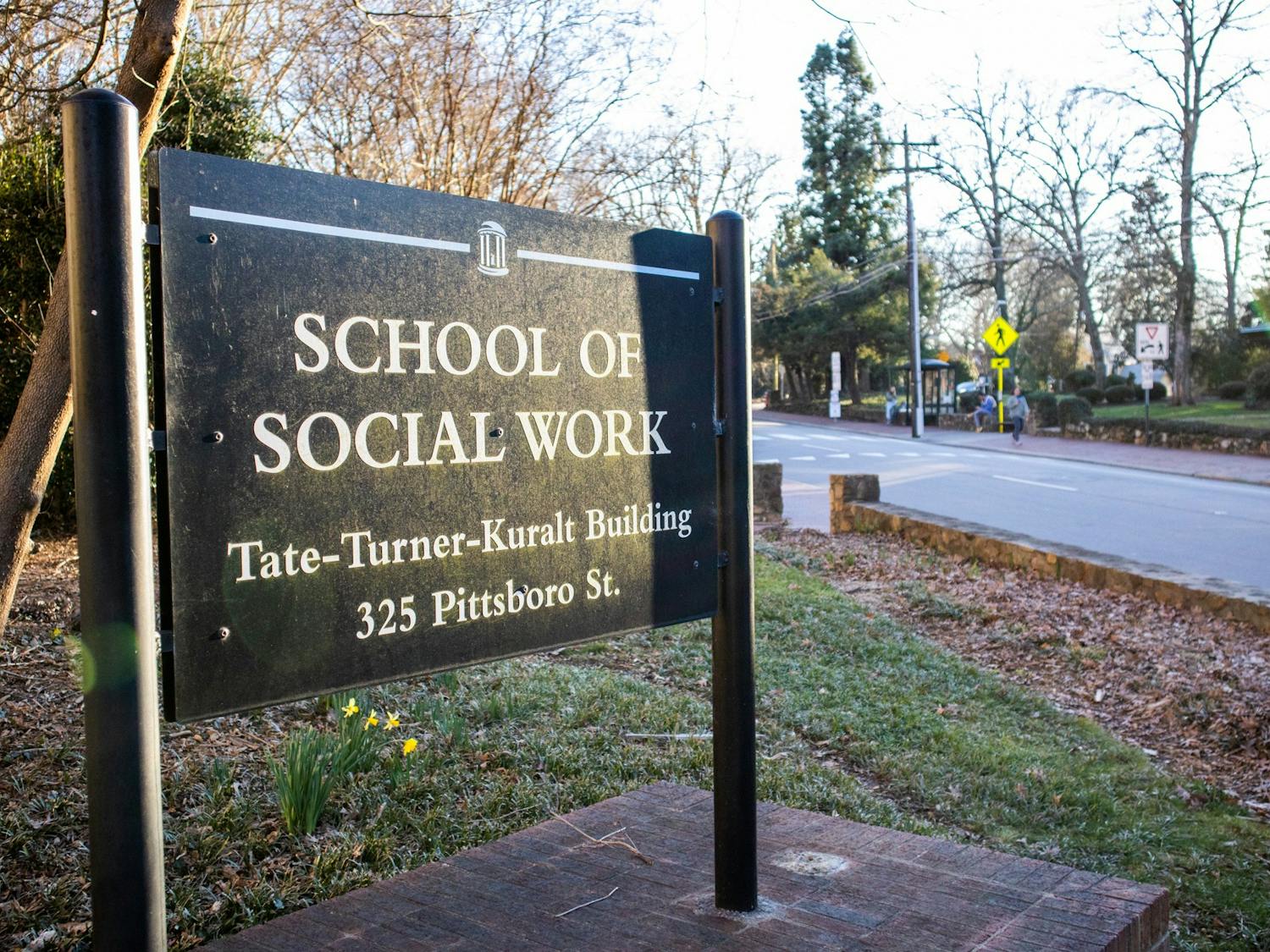 The UNC School of Social Work Tate-Turner-Kuralt building, captured on Feb. 13, 2023.