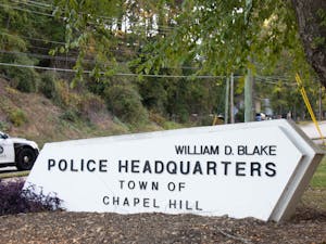 The Chapel Hill Police Department entrance sign is pictured on Oct. 7, 2022.