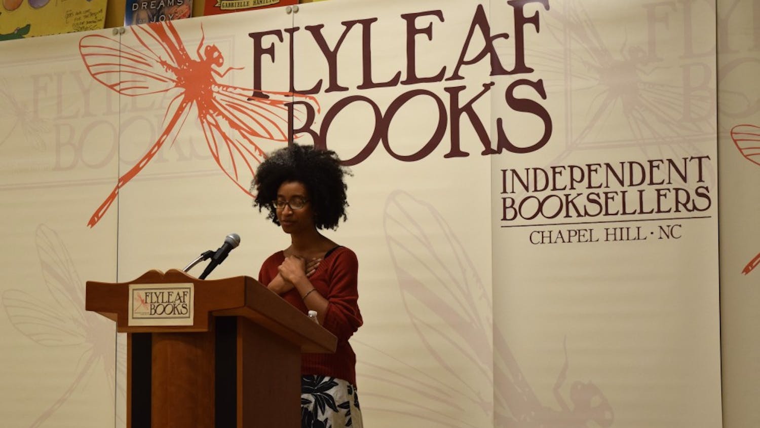 Alexis Pauline Gumbs reflects on her poetry at an event sponsored by the Chapel Hill Speakers Series.&nbsp;