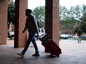 Students return to on-campus housing at Hinton James Residence Hall after a virtual fall semester and a long winter break on Saturday, Jan. 16, 2021.