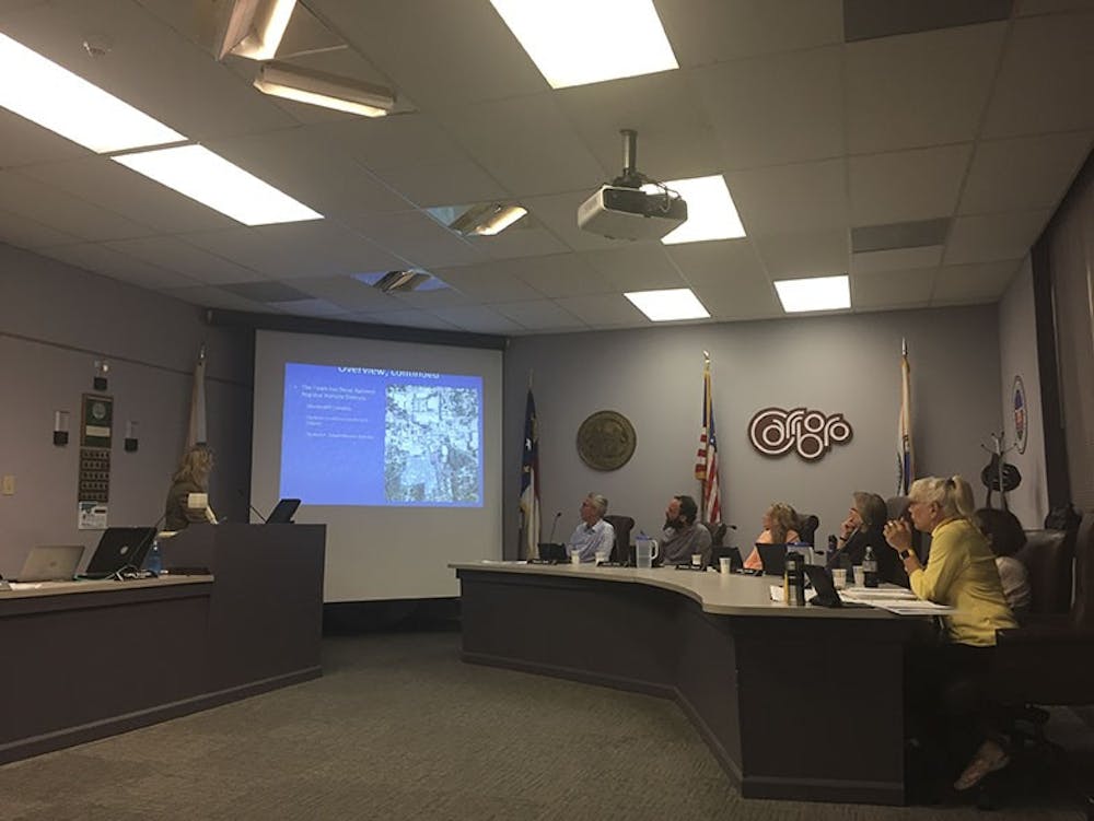 Carrboro Board of Aldermen discuss a proposed amendment to keep downtown buildings short