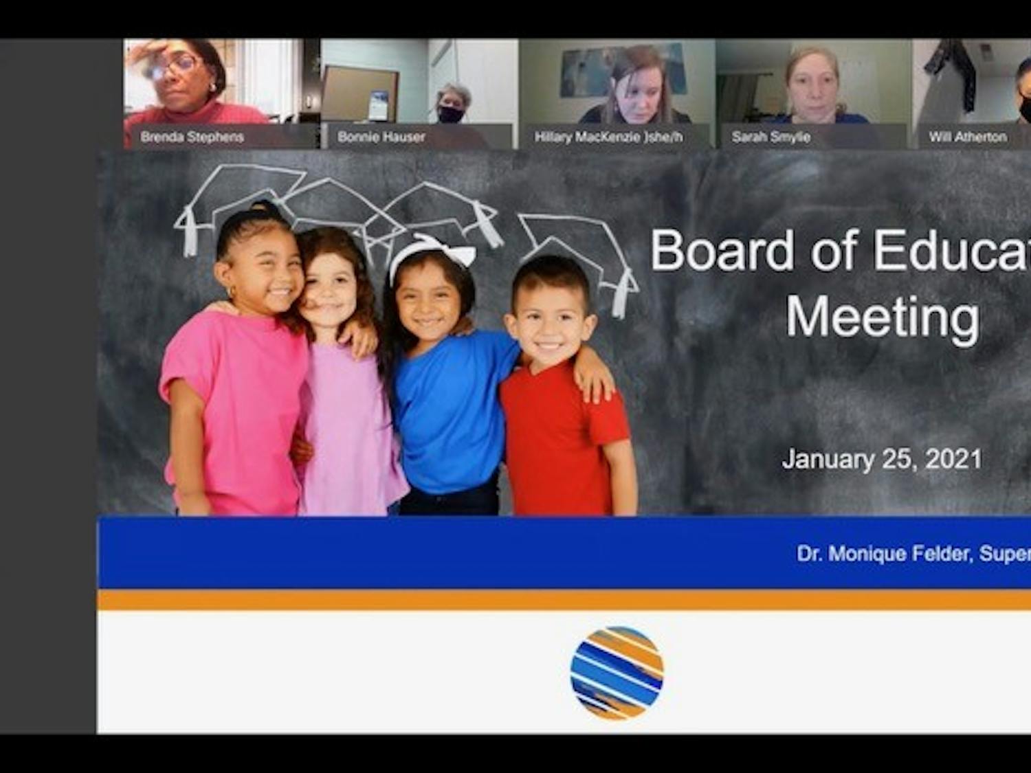 Screenshot from the Orange County Schools Board of Education meeting held on Monday, Jan. 25, 2021.&nbsp;
