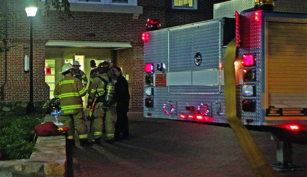 	Firefights responded to the fire in Cobb Residence Hall Tuesday night. All 380 Cobb residents were evacuated and provided alternative accommodations for the night.
