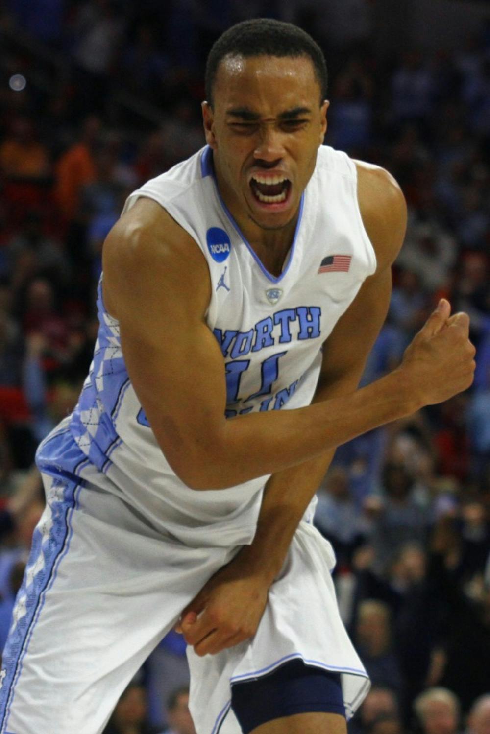 Senior Brice Johnson reacts after scoring during the second half.