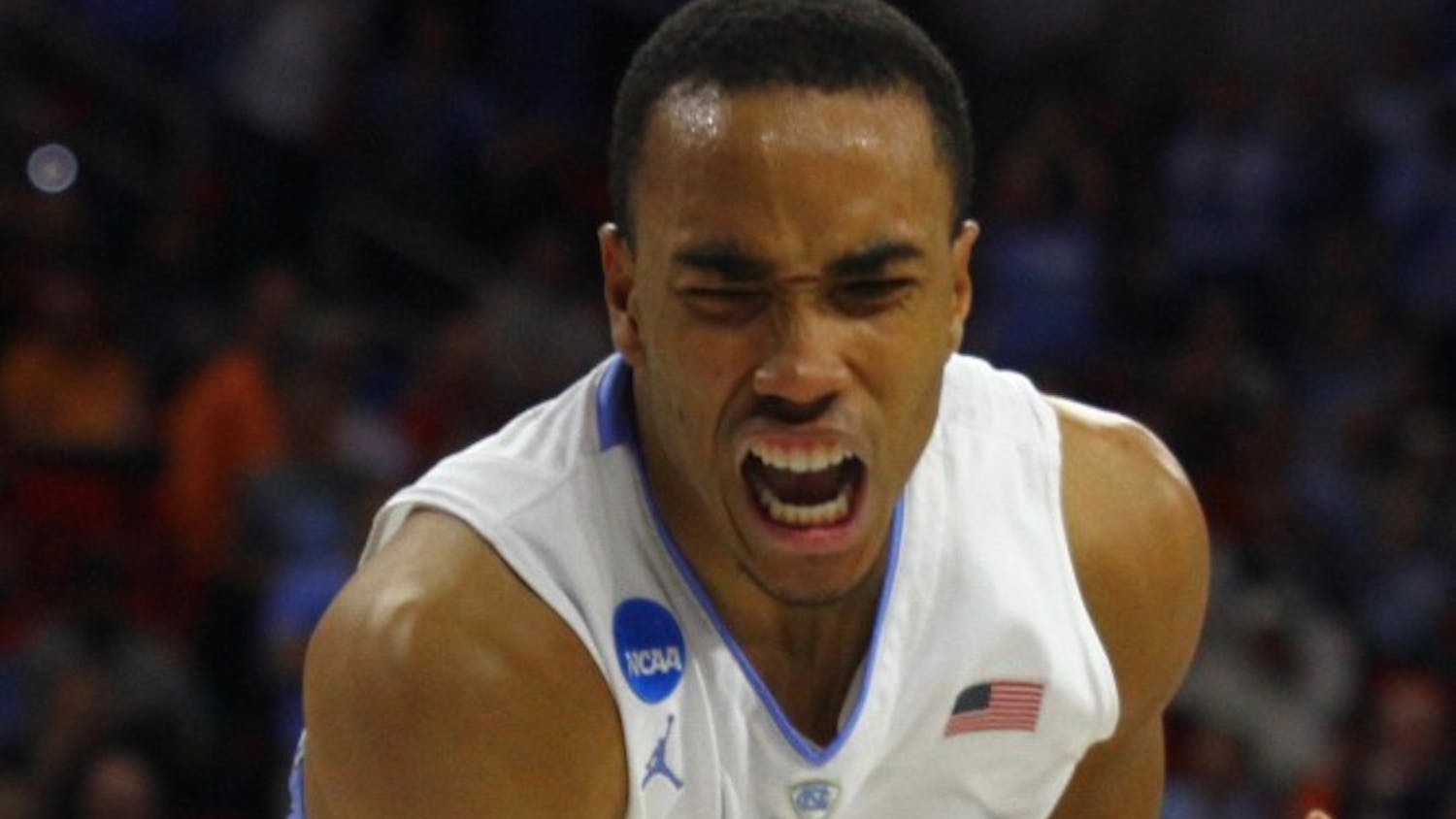 Senior Brice Johnson reacts after scoring during the second half.