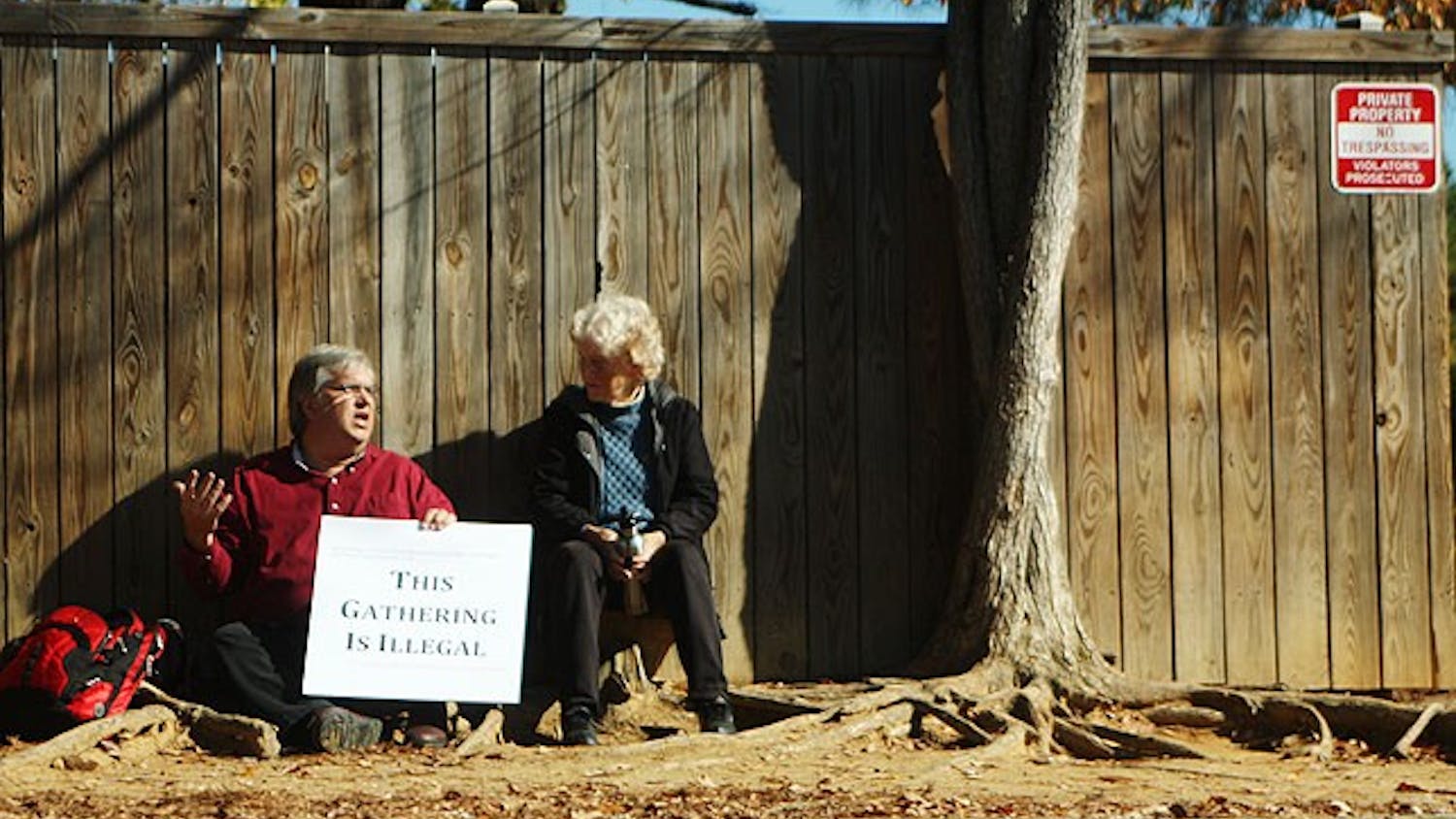 Photo: Carrboro residents protest anti-lingering ordinance (Florence Bryan)