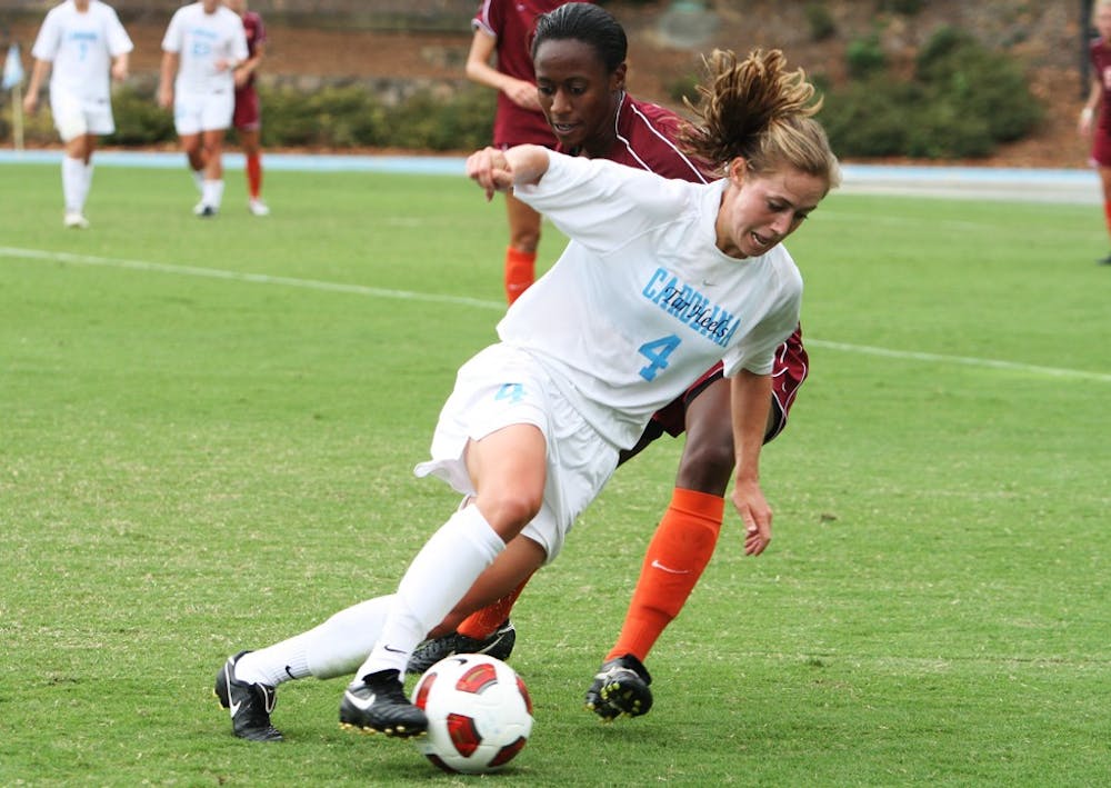 Senior Meghan Klingenberg scored North Carolina’s game-tying goal with just 33 seconds left in the first half of Sunday’s game against Virginia Tech. The veteran midfielder is in her fourth year as a starter for UNC.