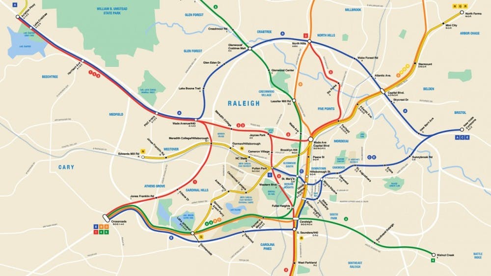 There is a possibility of a subway system in Raleigh. Map courtesy of Nicholas Sailer.