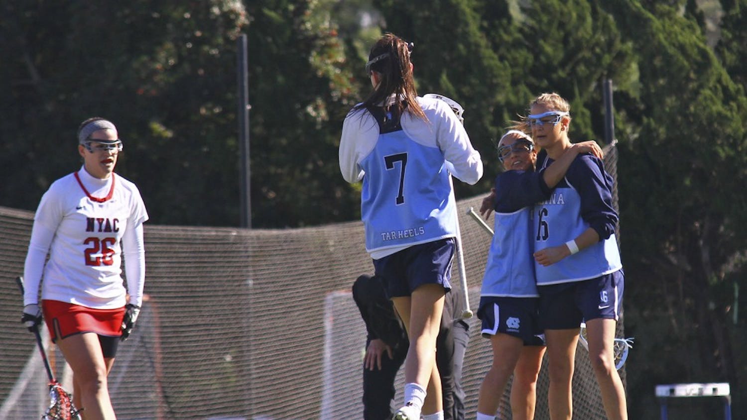 Women's lax held a scrimmage with a visiting alumni team on Saturday morning.