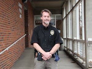 Carrboro Police Chief Chris Atack poses for a portrait outside of the Carrboto Police Department office on March 1, 2021. Atack was appointed Police Chief after the retirement of Walter Horton.