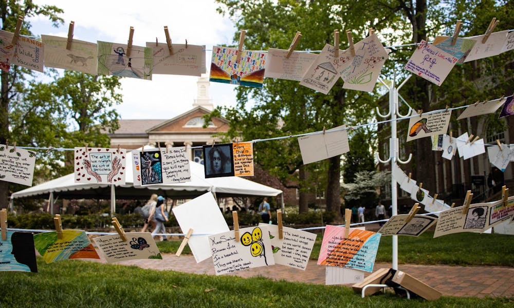 <p>Arts Everywhere presents a series of "Pandemic Postcards" made by staff across campus last spring. The postcards were displayed at Polk Place for Arts Everywhere Day on Friday, April 8, 2022.</p>