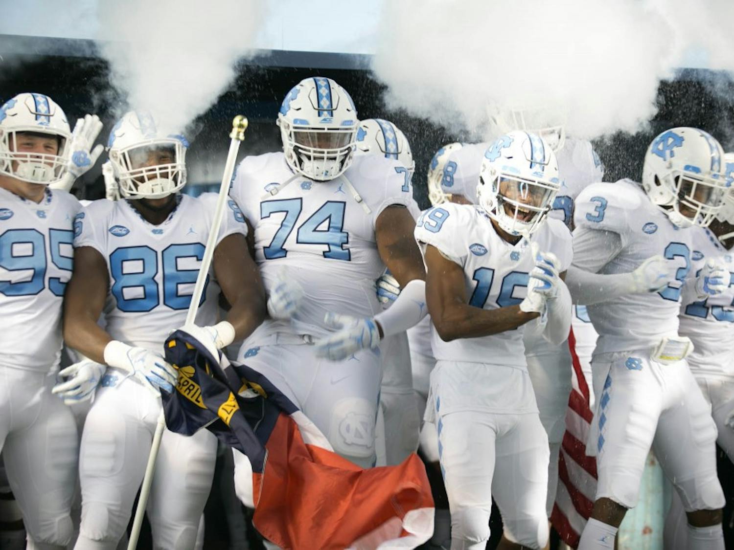 The UNC football team appears in the tunnel before the game against Virginia Tech on Saturday, Oct. 13, 2018 in Kenan Memorial Stadium. Virginia Tech defeated UNC 22-19.
