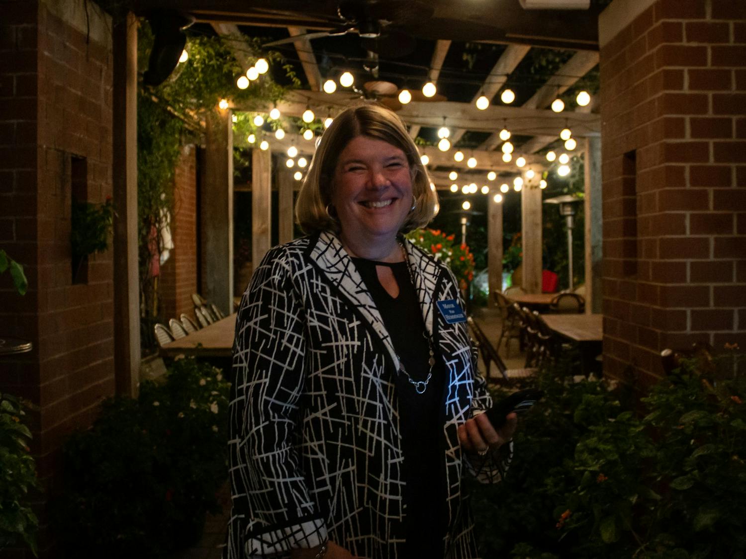 Incumbent Chapel Hill Mayor Pam Hemminger is photographed outside her campaign party at City Kitchen on Nov. 5, 2019. &nbsp;Hemminger is running for her third term as Mayor of Chapel Hill.