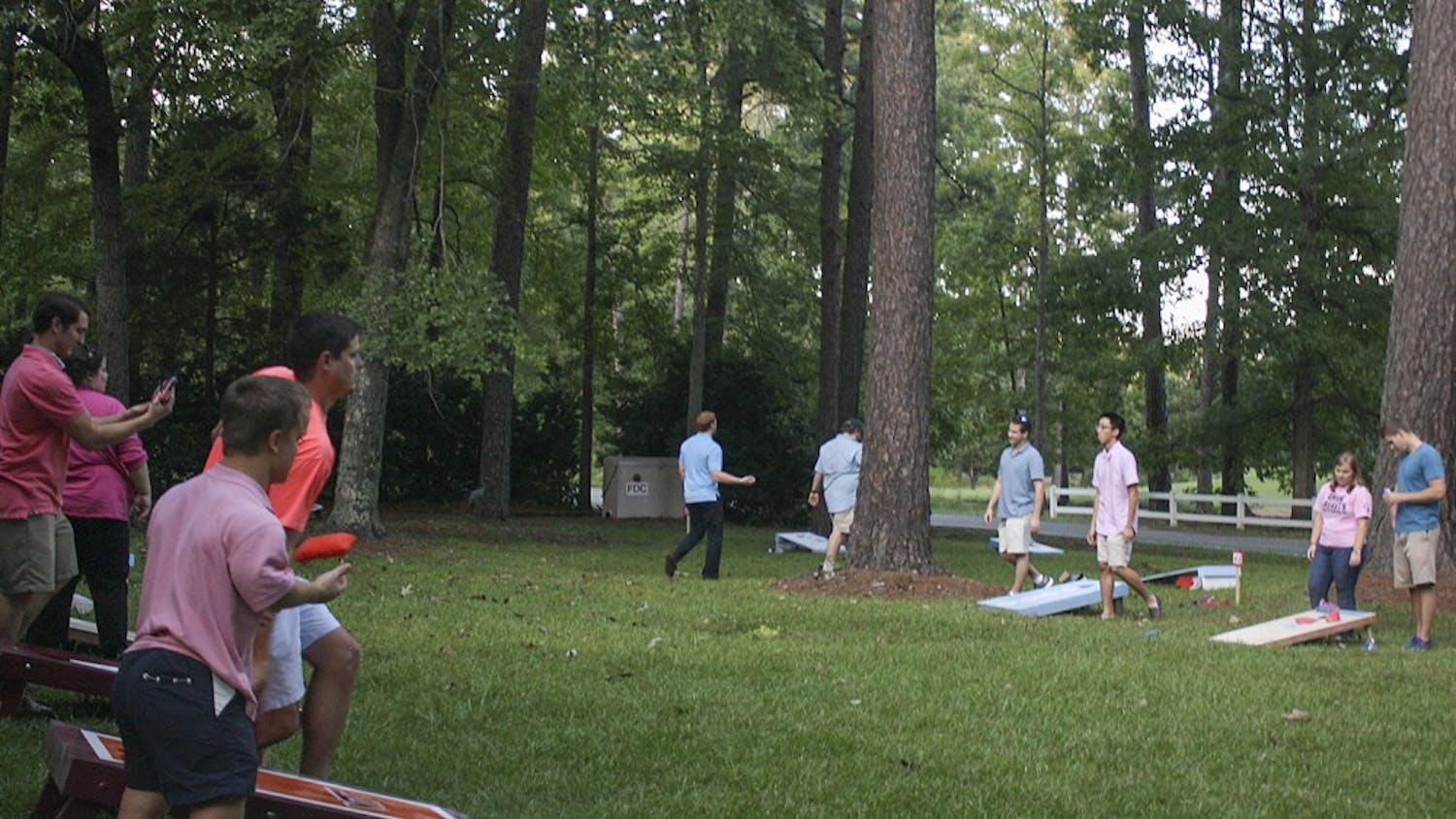 The School of Pharmacy held their first Cornhole Tournament at the Kappa Psi house on Friday to start off Breast Cancer Awareness Month. 