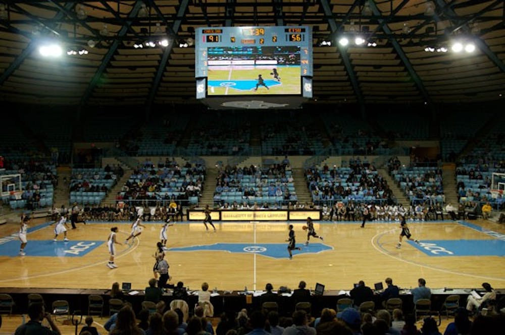 Carmichael Auditorium was renovated and now hosts women’s basketball, wrestling, gymnastics and volleyball. DTH/Andrew Dye