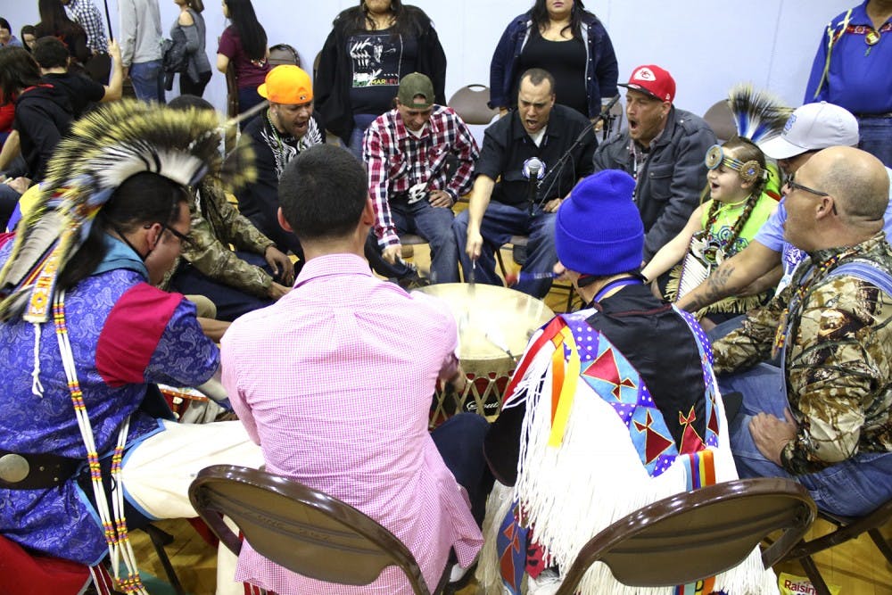 At the start of the 29th Annual Carolina Indian Circle Powwow drummer circles sang traditional songs.
